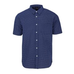 Fabric Classic Short Sleeve Poplin Shirt Mens Nvy/Wht Geo