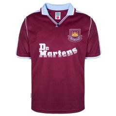 Score Draw Men's West Ham United 2000 Home Retro Football Shirt Claret/Blue