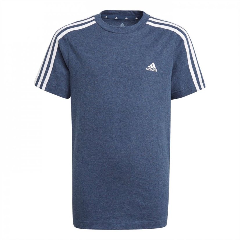 adidas Stripe Essentials T-Shirt Junior Navy Marl/White