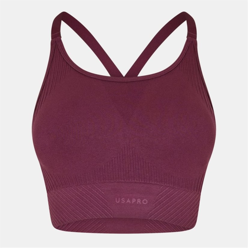 USA Pro UP Seamless Adjustable Sports Bra Dark Cherry