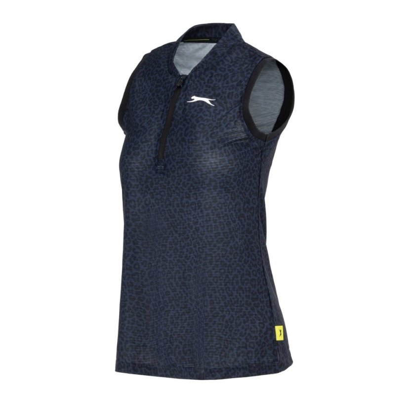 Slazenger Zip Sleeveless Polo Navy