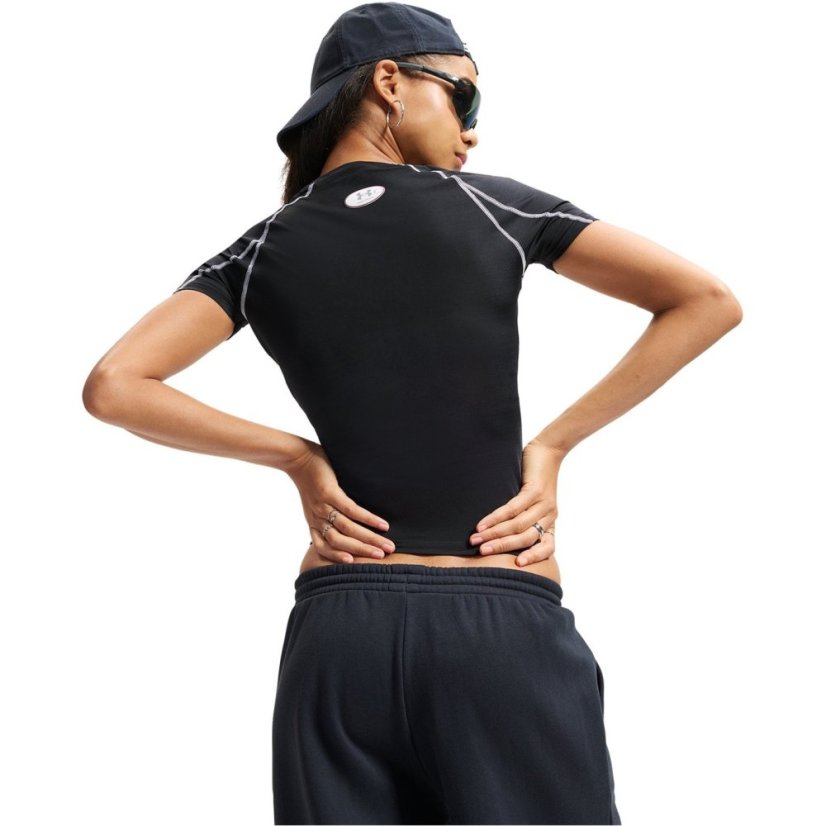 Under Armour Womens HeatGear® Elite Short Sleeve Performance Gym Top Ultimate Black