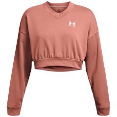 Under Armour Women's Rival Terry Crew Cropped Sweatshirt Pink