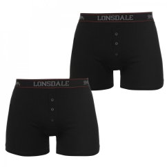 Lonsdale 2 Pack Boxers Mens Black