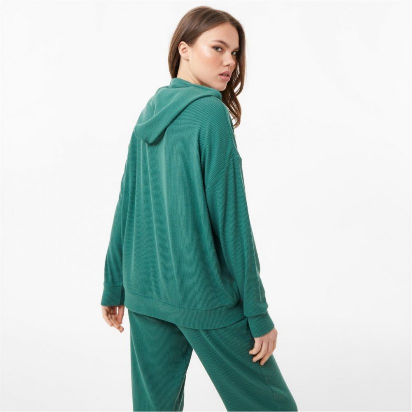 USA Pro Ribbed Slouchy Hoodie Forest Green