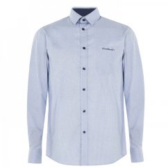 Pierre Cardin Long Sleeve Shirt Mens Blue/Navy Geo