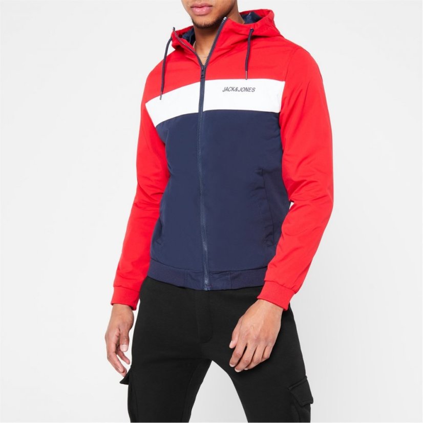 Jack and Jones Rush Hooded Bomber Jacket Mens True Red