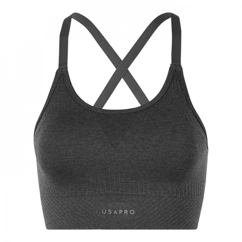 USA Pro Core Seamless Adjustable Sports Bra Charcoal