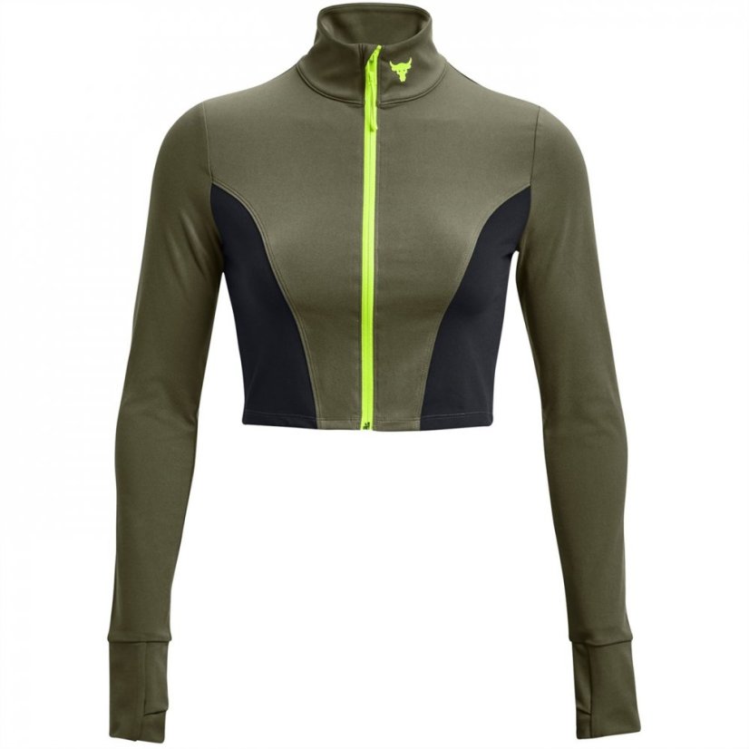 Under Armour Project Rock Cropped Gym Jacket Womens Green