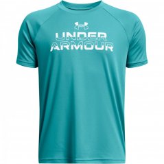 Under Armour Tech™ Split Wordmark Short Sleeve Boys Circuit Teal/Wh
