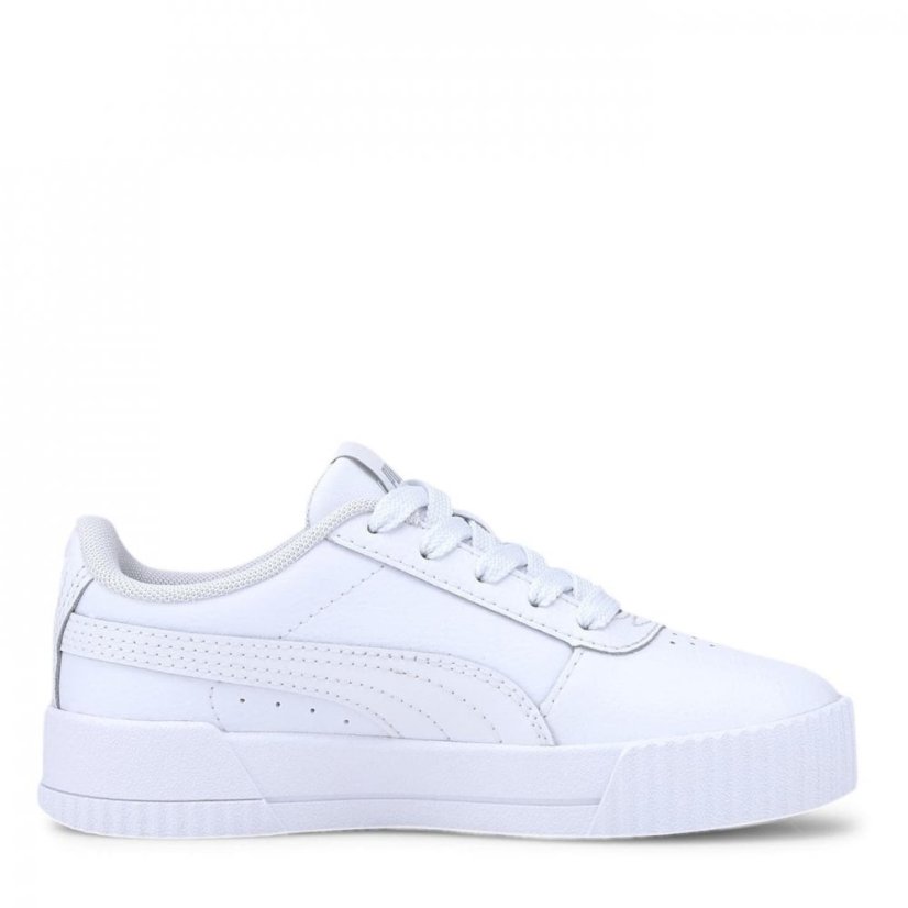 Puma Carina Leather Trainers Junior Girls White veľkosť 2