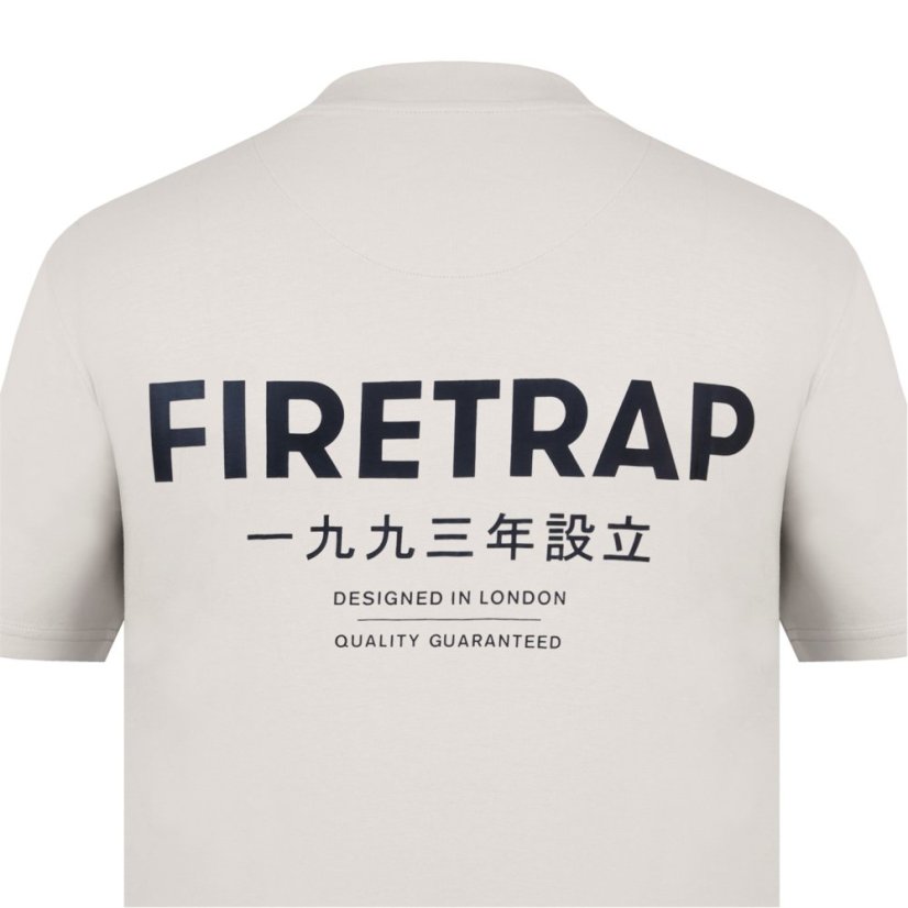 Firetrap Large Logo T Shirt Mens Oatmeal