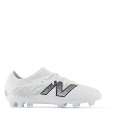 New Balance Balance Furon V8 White Silver Firm Ground Football Boots Boys White/Black