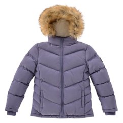 SoulCal Kids' 2 Zip Hooded Long Sleeve Short Puffer Jacket Purple