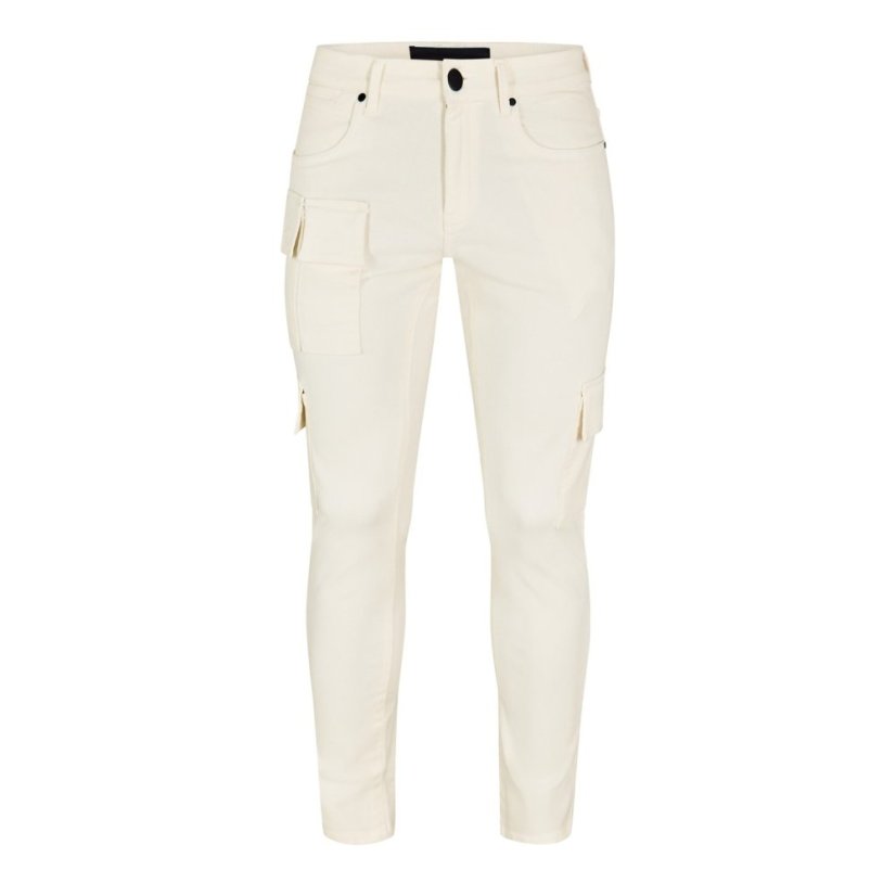 Criminal Damage Men's Utility Denim Slim Fit Jeans Off White