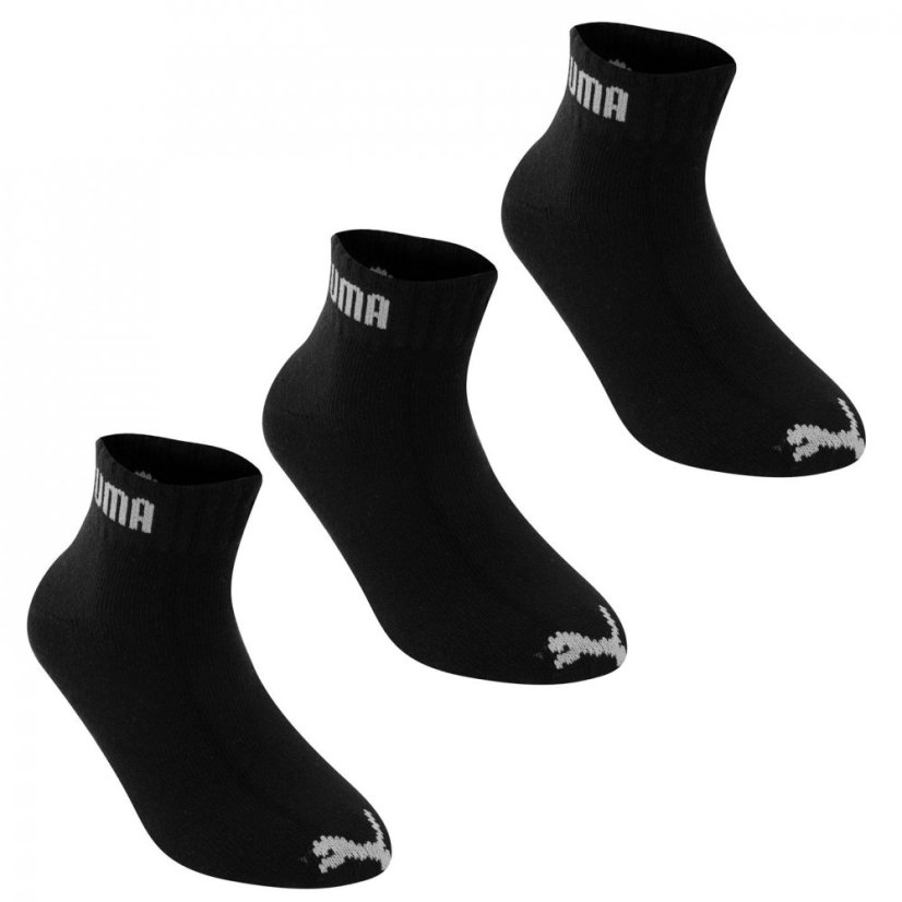 Puma 3 Pack Quarter Socks Junior Black