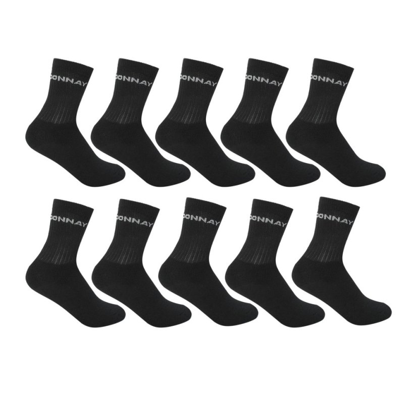 Donnay Crew 10 Pack Sports Socks Mens Black