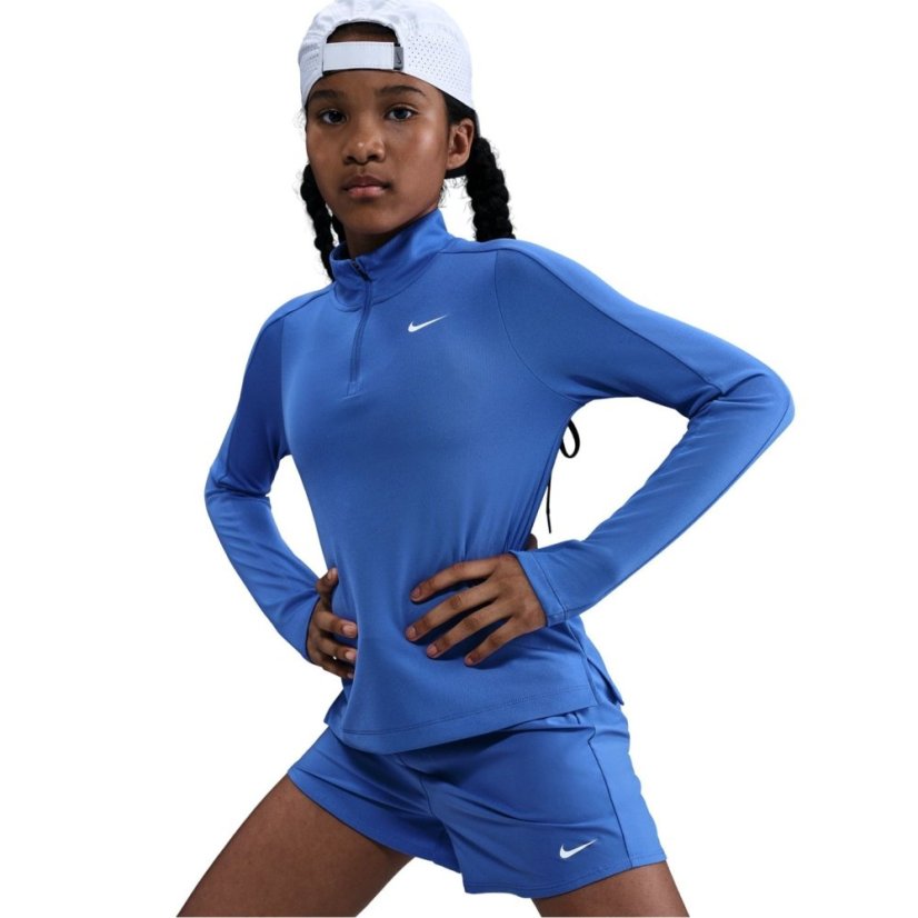 Nike Older Girls DRI-FIT Long Sleeve Half Zip Blue