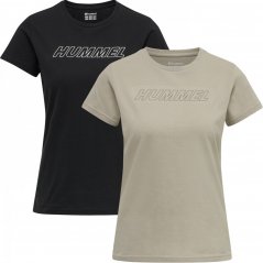 Hummel 2 Pack Cali T Shirts Womens Blk/Chateau Gry