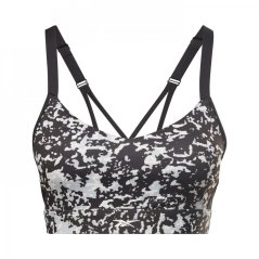 Reebok Women's Lux Speckle Modern Safari Strappy Medium Impact Sports Bra Black