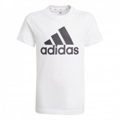 adidas Logo T Shirt Junior Wht/Blk BOS