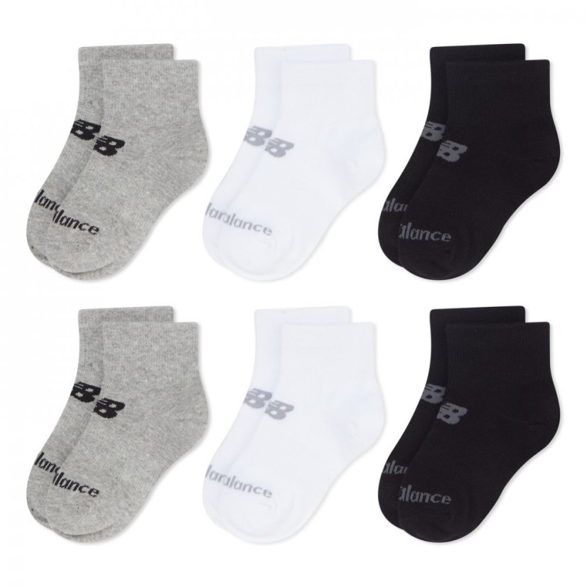 New Balance 6 Pack Ankle Socks Unisex Juniors White Multi