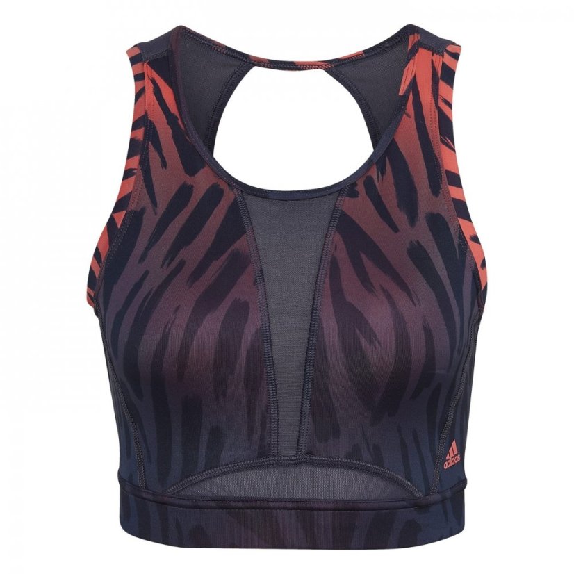 adidas Training Light-Support Long-Line Tiger-Print Bra Womens Print