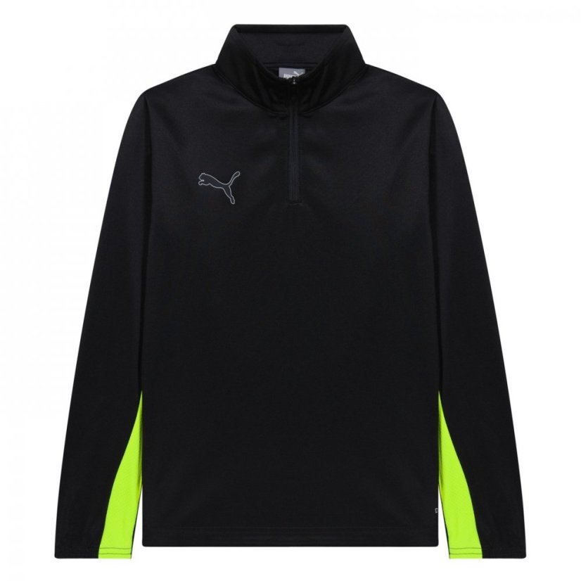 Puma Finesse Performance Quarter Zip Drill Top Junior Black/Yellow