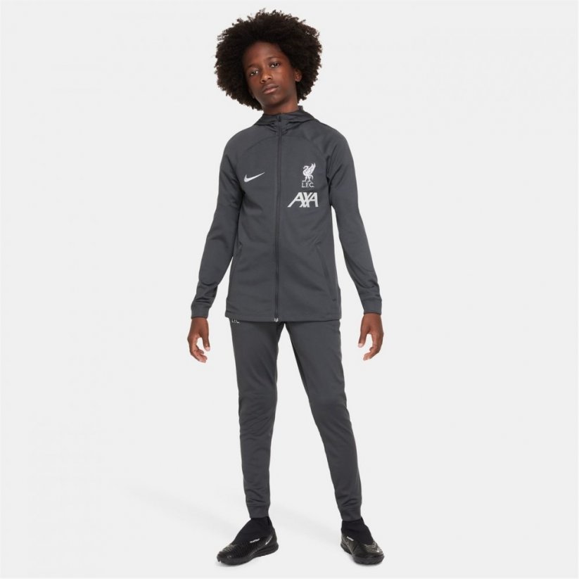 Nike Liverpool F.C. Strike Older Kids' Dri-FIT Football Hooded Knit Tracksuit Anthracite/Grey