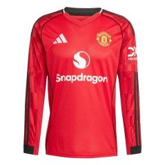 adidas Manchester United Long Sleeve Home Shirt 2025 2026 Adults Red