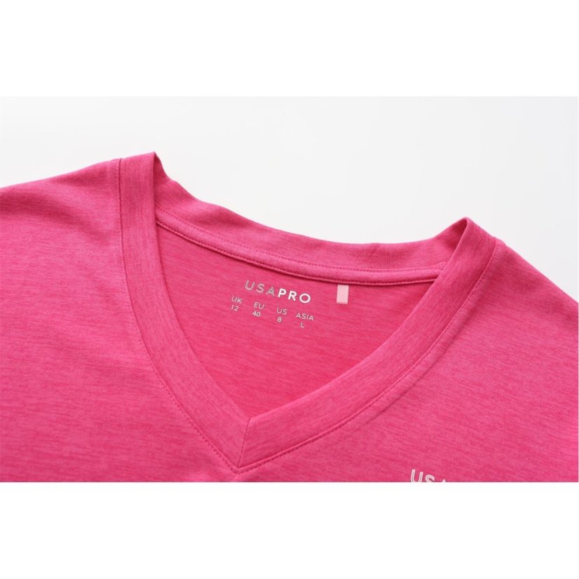 USA Pro The USA Pro Tech V Tee Ladies Bright Pink