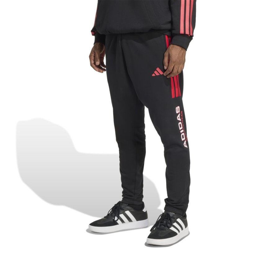 adidas Men's Closed Hem Fleece Joggers Black/Ruby Red