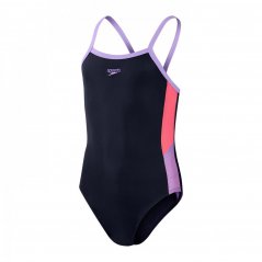 Speedo Thinstrap Muscleback Swimsuit Juniors Navy/Purple