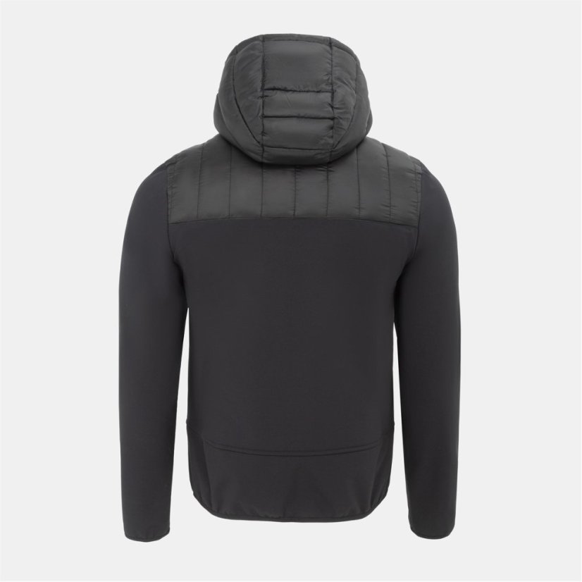 Everlast Men's Hooded Full Zip Long Sleeve Hybrid Jacket Black