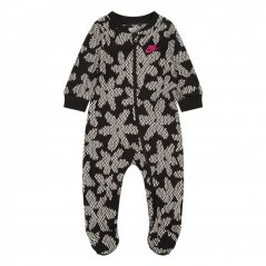 Nike Daisy Footed Coverall Baby Girls Black/White