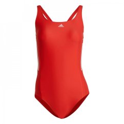 adidas Classic 3-Stripes Swimsuit Womens Bright Red/Wht