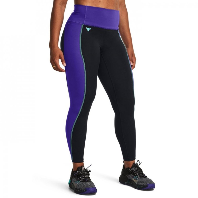 Under Armour Project Rock Colourblock Ankle Gym Leggings Womens Black