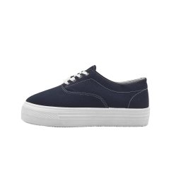 Miss Fiori Lace Flatform Ladies Canvas Shoes Navy