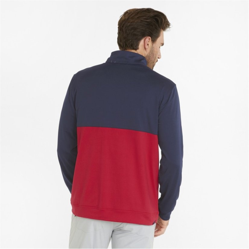 Puma Gamer Colorblock quarter Zip Fleece Mens Navy/Red