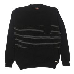Pierre Cardin Striped Pocket Knit Mens Black