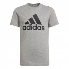 adidas Logo T Shirt Junior Gry/Blk