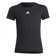 adidas TechFit T Shirt Junior Girls Black/White