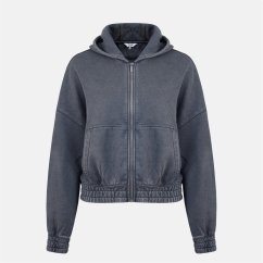 Firetrap Women's Washed ZT Cotton Long Sleeve Zip Hoodie Grey