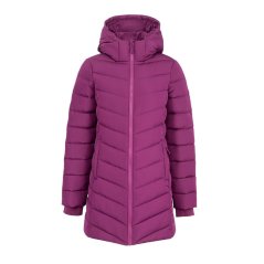 Slazenger Womens Mid-Length Hooded Long Sleeve Puffer Jacket Plum