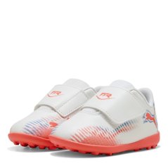 Puma Kids' Future 8 Play V TT Astro Turf Football Boots Wht-Blk-Glw Red