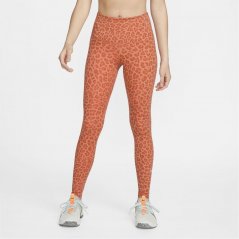 Nike One Dri-FIT High-Rise Printed Leggings Ladies Orange AOP