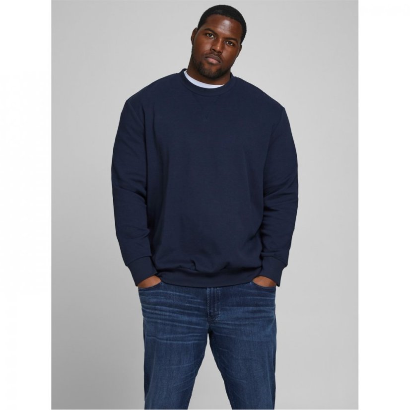 Jack and Jones Crew Sweatshirt Mens Plus Size Navy Blazer