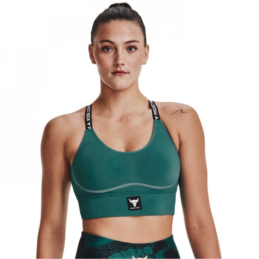 Under Armour Armour Pjt Rock Infty Mid Bra Medium Impact Sports Womens Coastal Teal