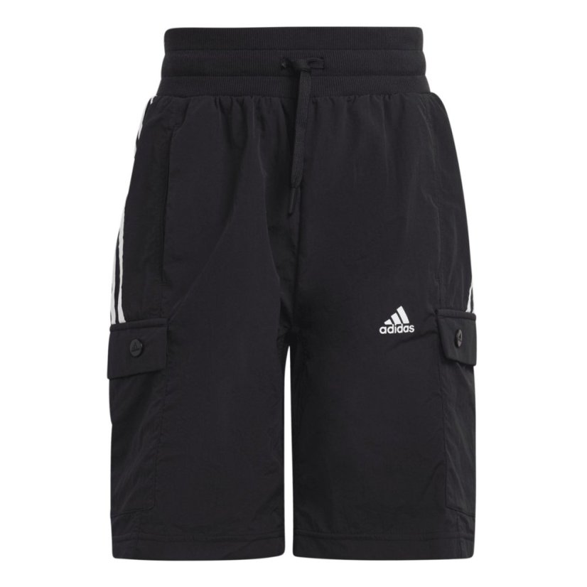 adidas Unisex Kids Jersey Jogger Shorts Black/White
