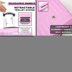 Pierre Cardin Soleil Hard Shell Suitcase Medium Wheeled Luggage Fondant Pink